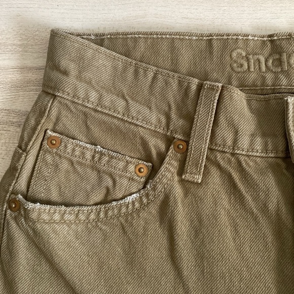 Mother Snacks High Waisted Double Stack Ankle Straight Leg Jeans Army Green 25 - Picture 10 of 14